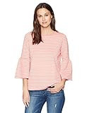 kensie Women's Stretchy Crepe Bell Sleeve Top, Blush Sherbet Combo, XS | Amazon (US)