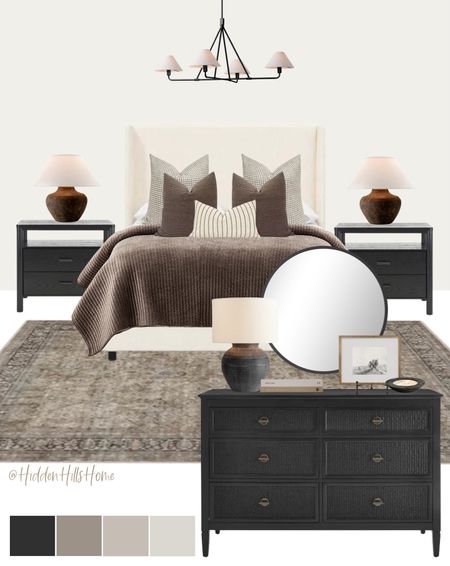 Modern-transitional master bedroom mood board, primary bedroom design, bedroom inspo #bed

#LTKhome #LTKsalealert #LTKstyletip