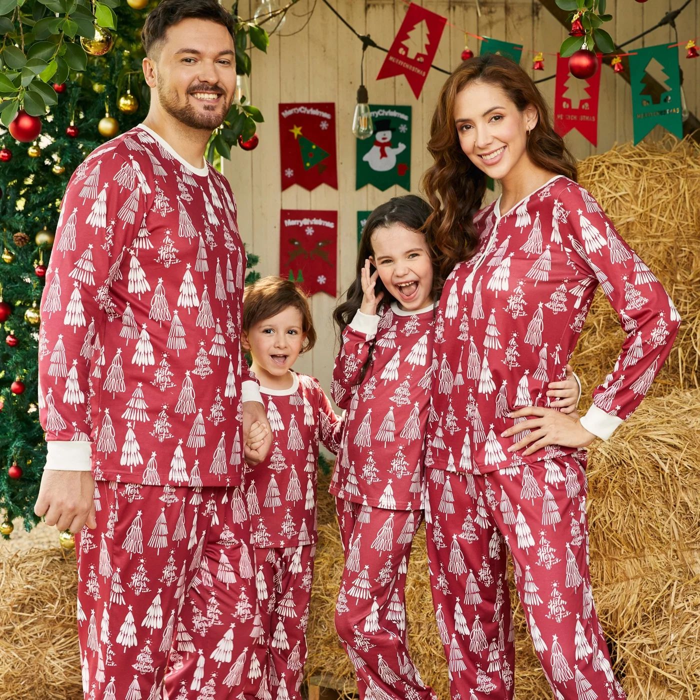PatPat Christmas Family Matching Allover Xmas Tree Print Long-sleeve Pajamas Sets | Walmart (US)
