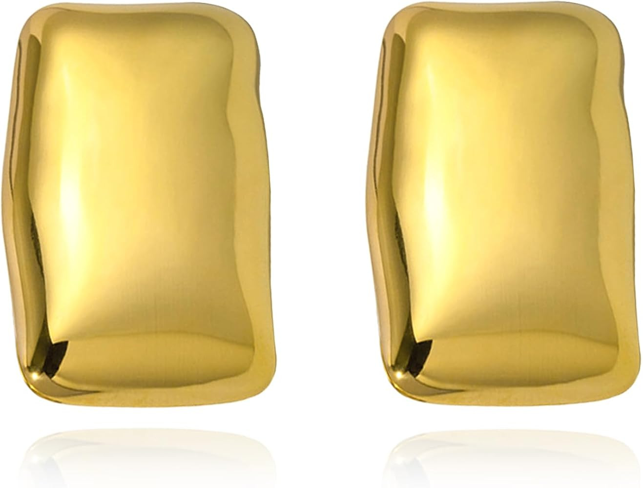 925 Sterling Silver Chunky Gold Rectangle Stud Earrings for Women| Dainty Thick Stud Earrings | G... | Amazon (US)