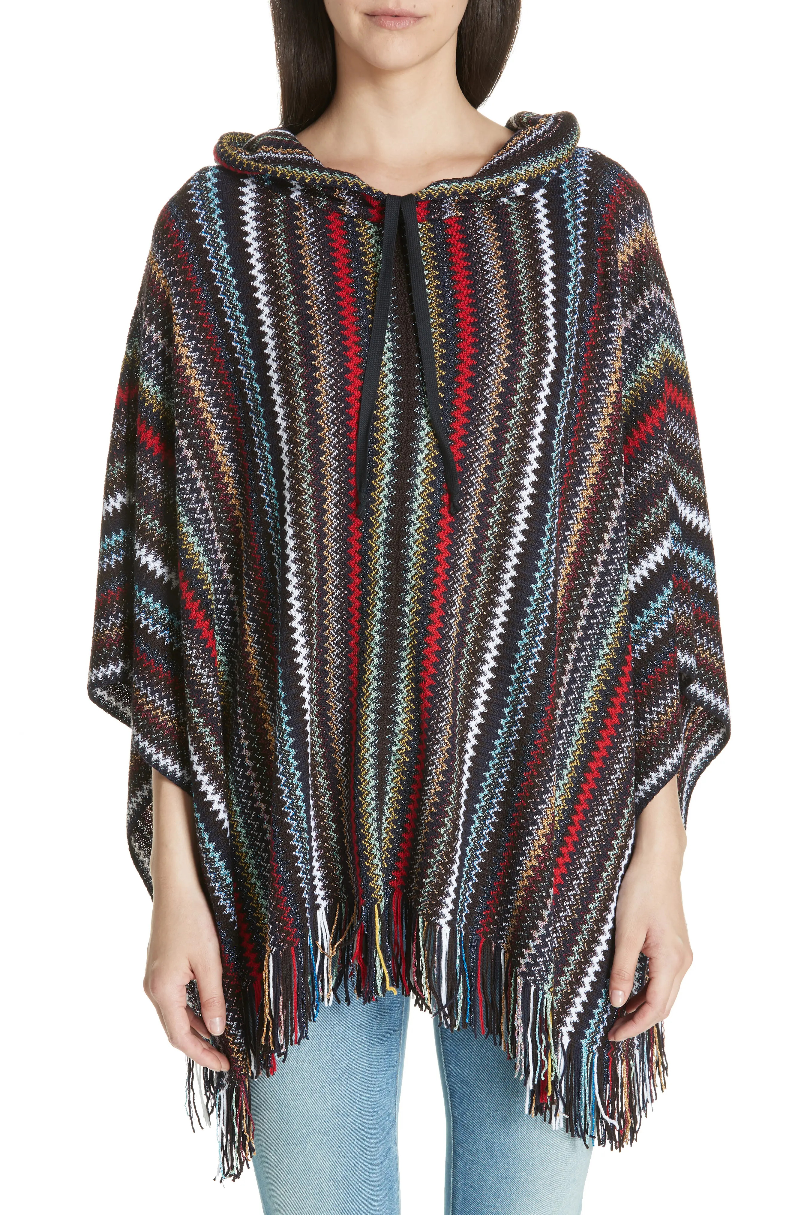Missoni Metallic Zigzag Hooded Poncho | Nordstrom