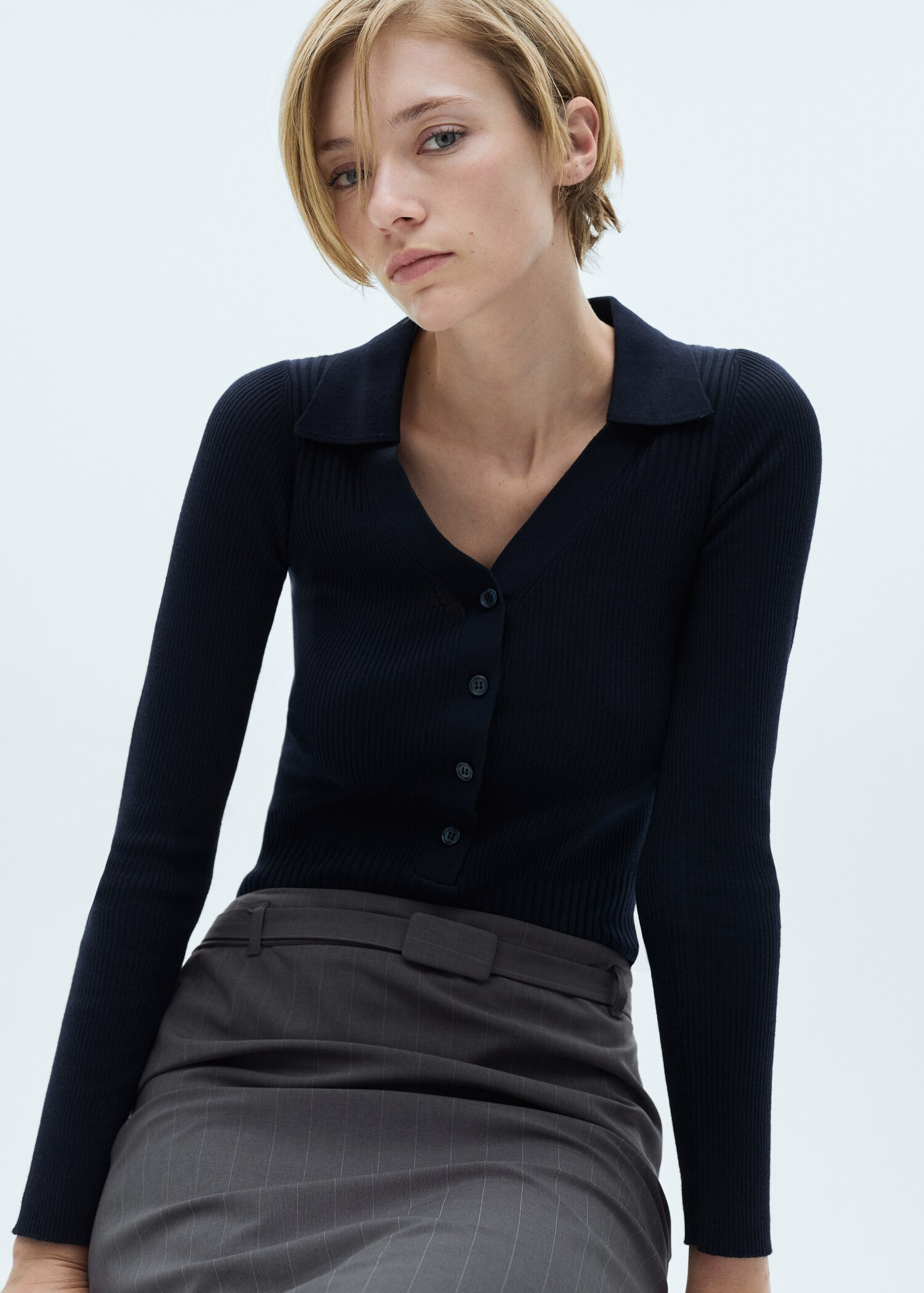 Ribbed sweater with buttons | MANGO (UK)