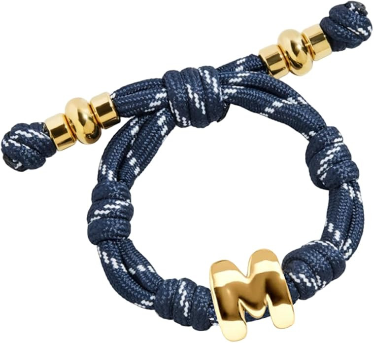 VLINRAS Bubble Initial Bracelet for Women Men, Green & Blue Knotty Puffy Letter Bracelets Gifts f... | Amazon (US)