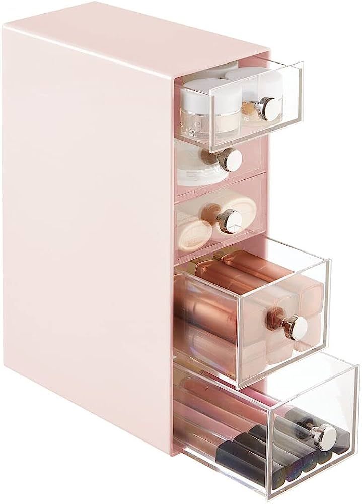 mDesign Plastic 5-Drawer Organizer for Makeup Storage - 5-Tier Storage Organizer - Stackable Orga... | Amazon (US)