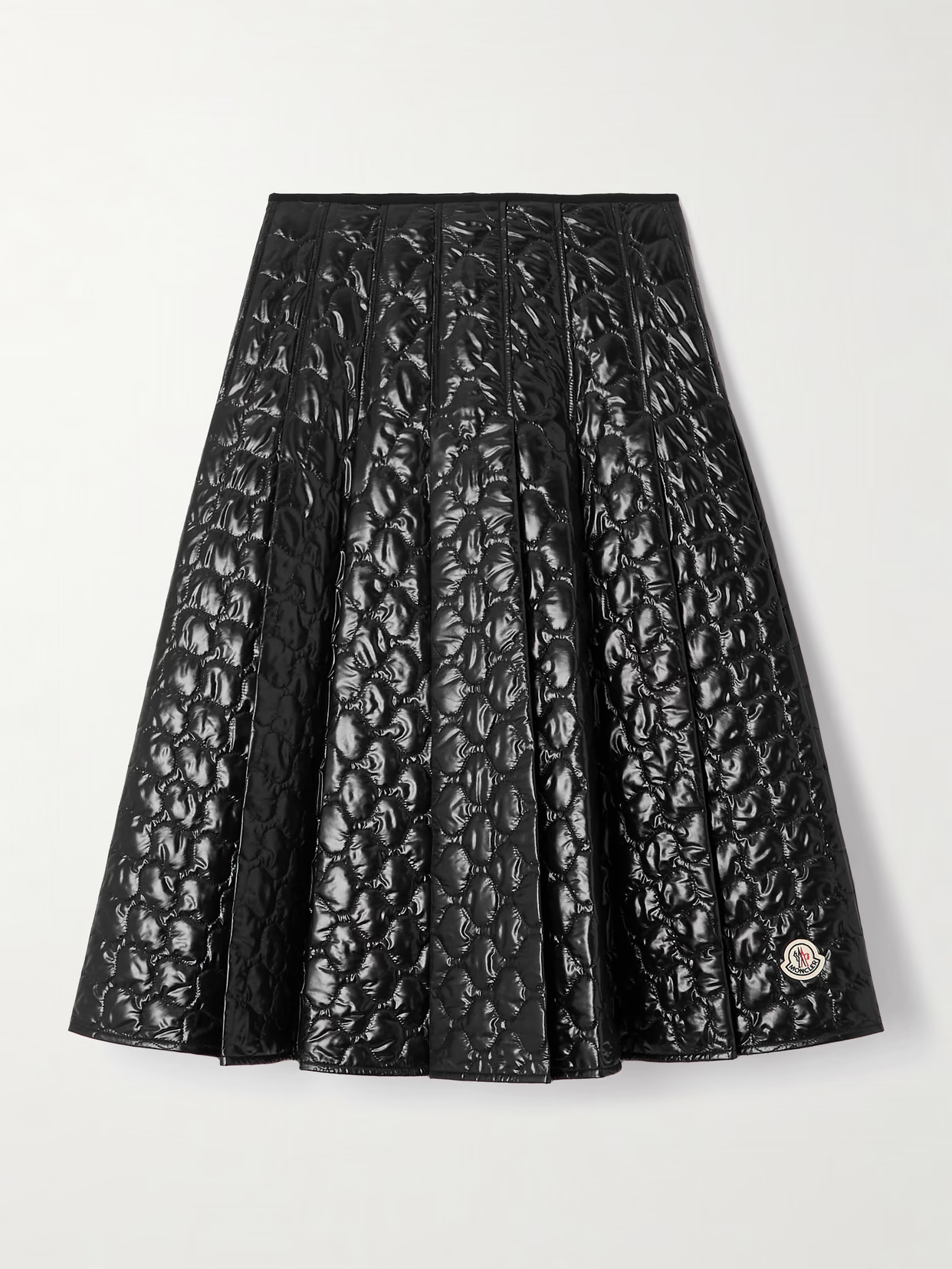 Moncler - Appliquéd Pleated Quilted Padded Shell Skirt - Black | NET-A-PORTER (US)
