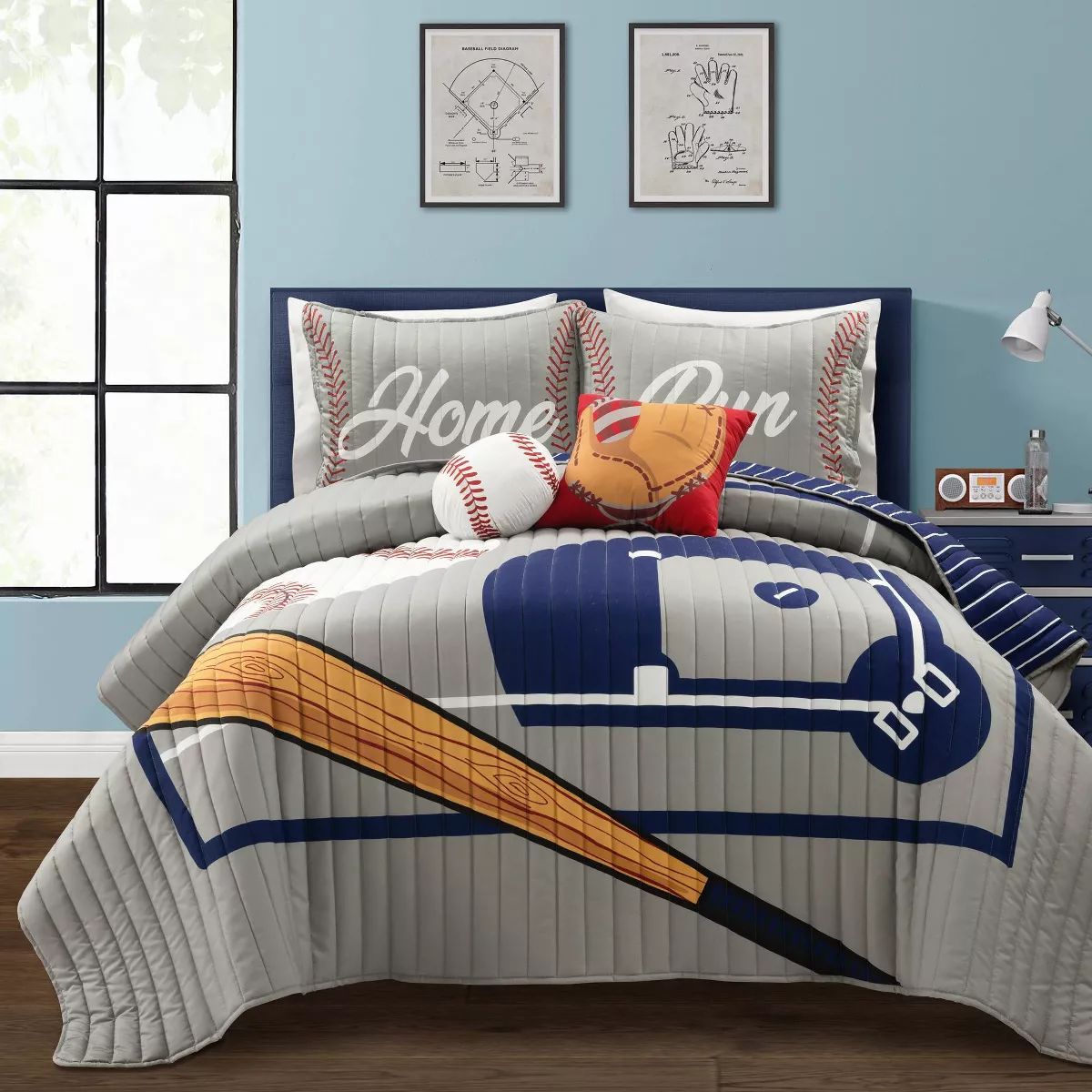 Baseball Game Reversible Oversized Quilt Set - Lush Décor | Target