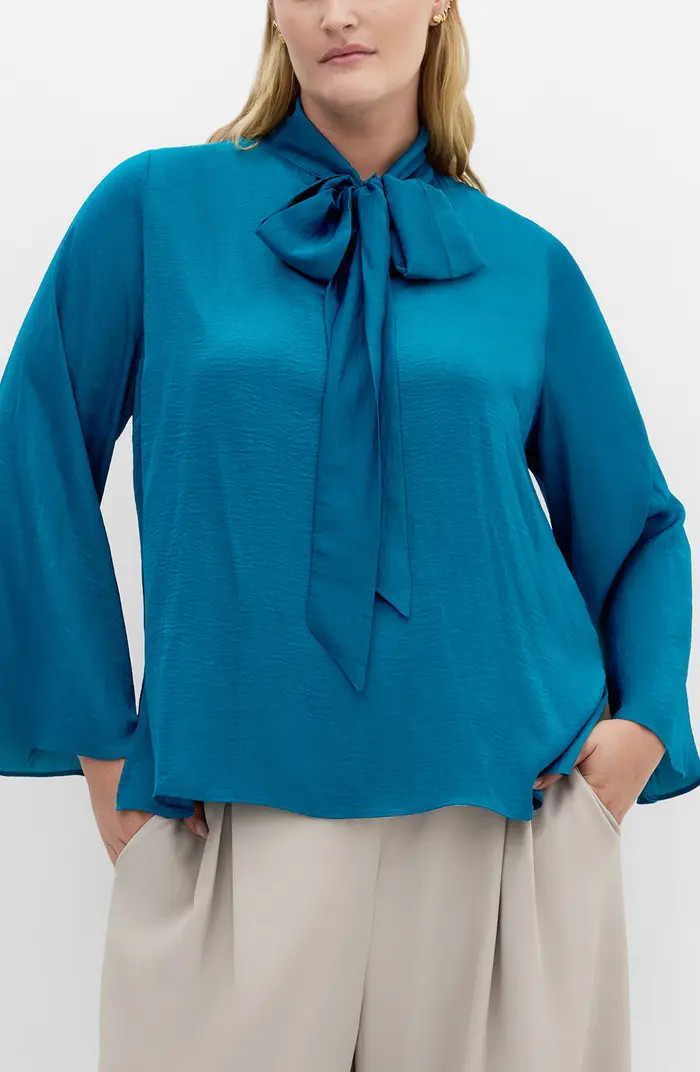 Mahalia Tie Neck Satin Top | Nordstrom