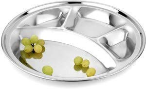 Khandekar Stainless Steel Round Dinner Plate, 4 Compartment Plates, Mess Trays, adult Food Plate, Camping Round Steel Plates ,Indian Dinner Plates ,Thali, Occasion- All - Silver, 12.5" | Amazon (US)