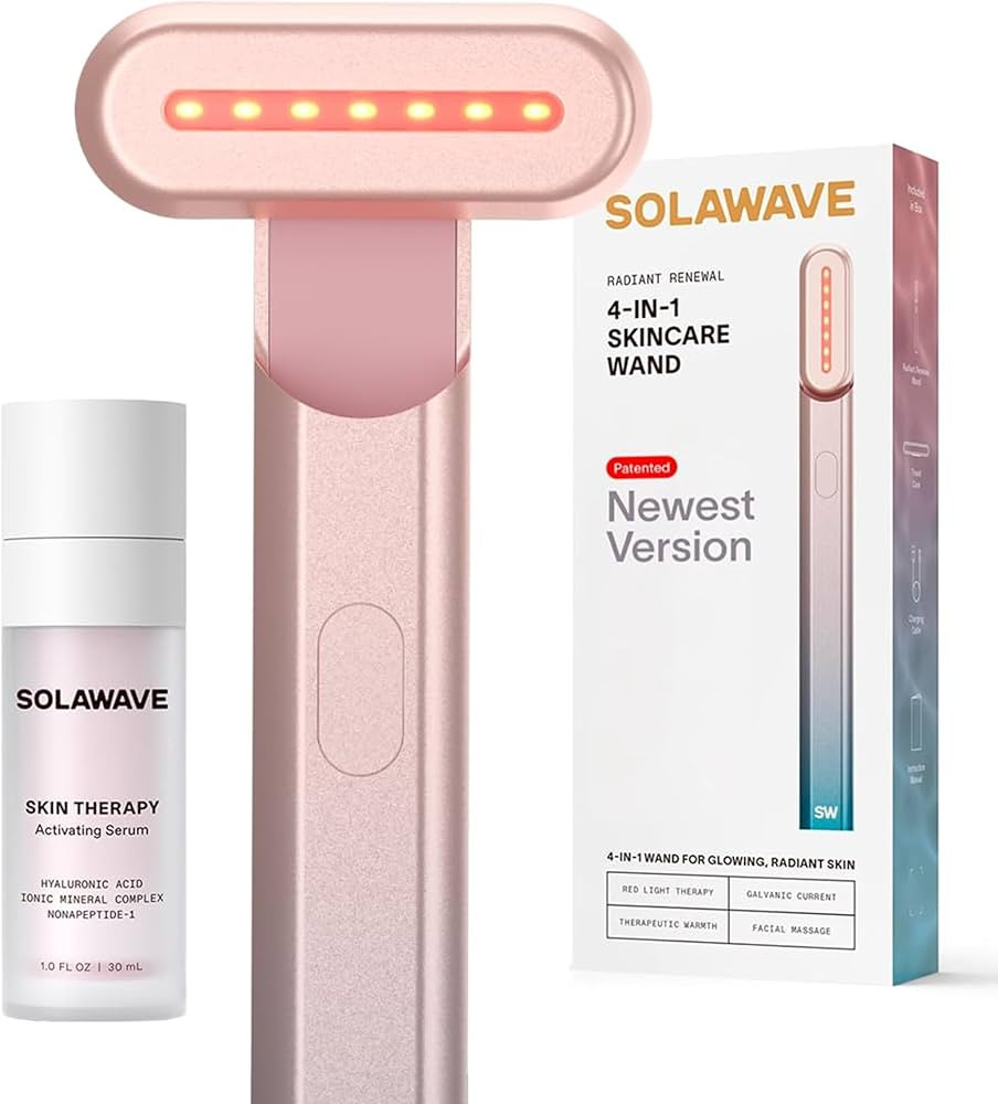 Solawave 4-in-1 Radiant Renewal Facial Wand & Skin Therapy Serum Bundle | Red Light Therapy for F... | Amazon (US)