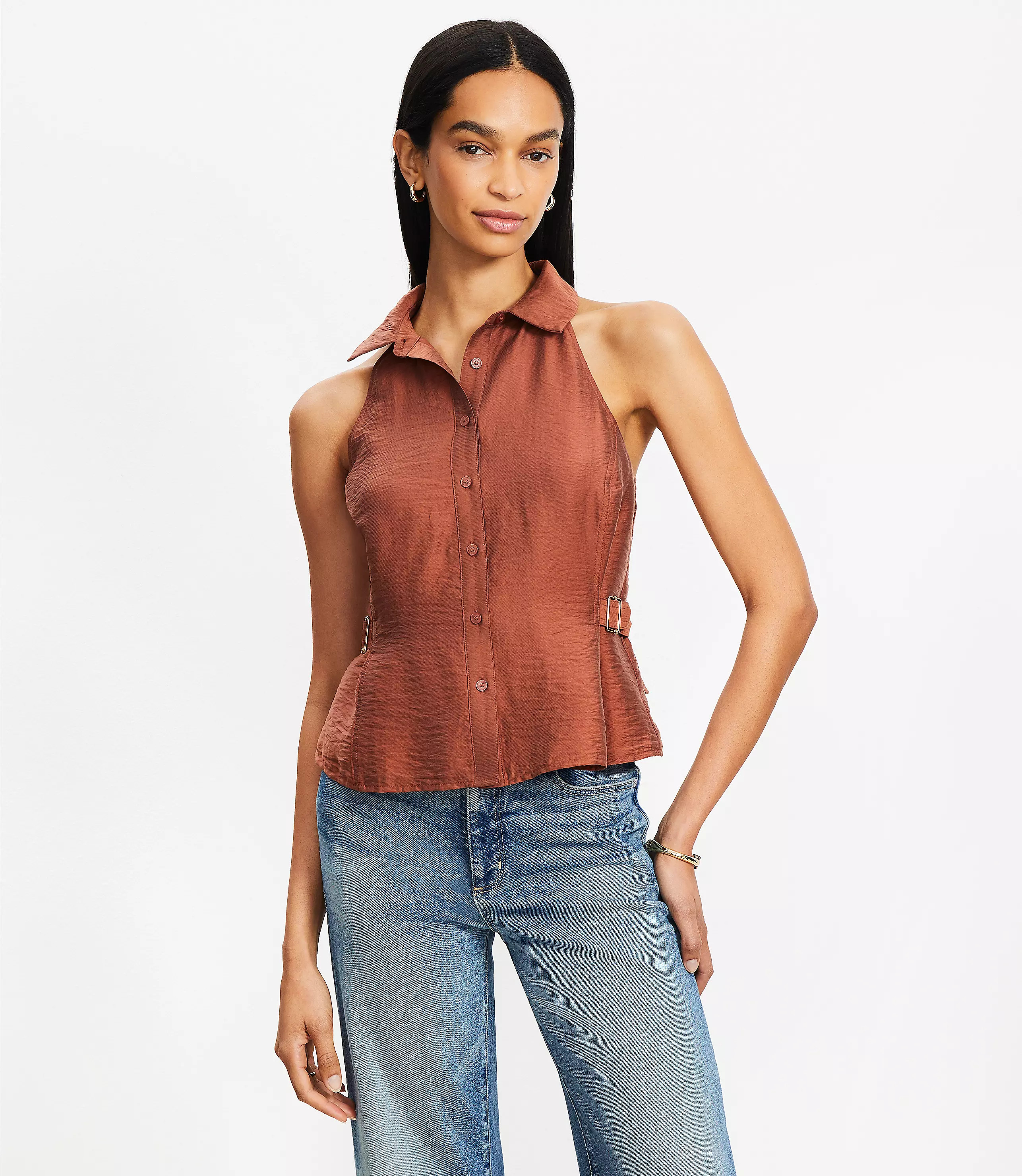 Belted Cutaway Vest Top | LOFT