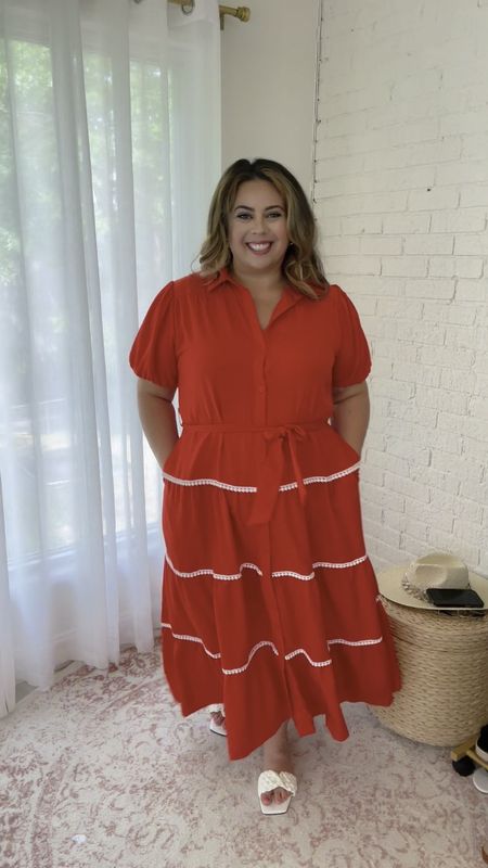 Lady in red! The color, the pockets and the detail are all 10/10! Super great quality too! Available in lots of colors and silhouettes! Wearing 2xl. 

#LTKplussize #LTKstyletip