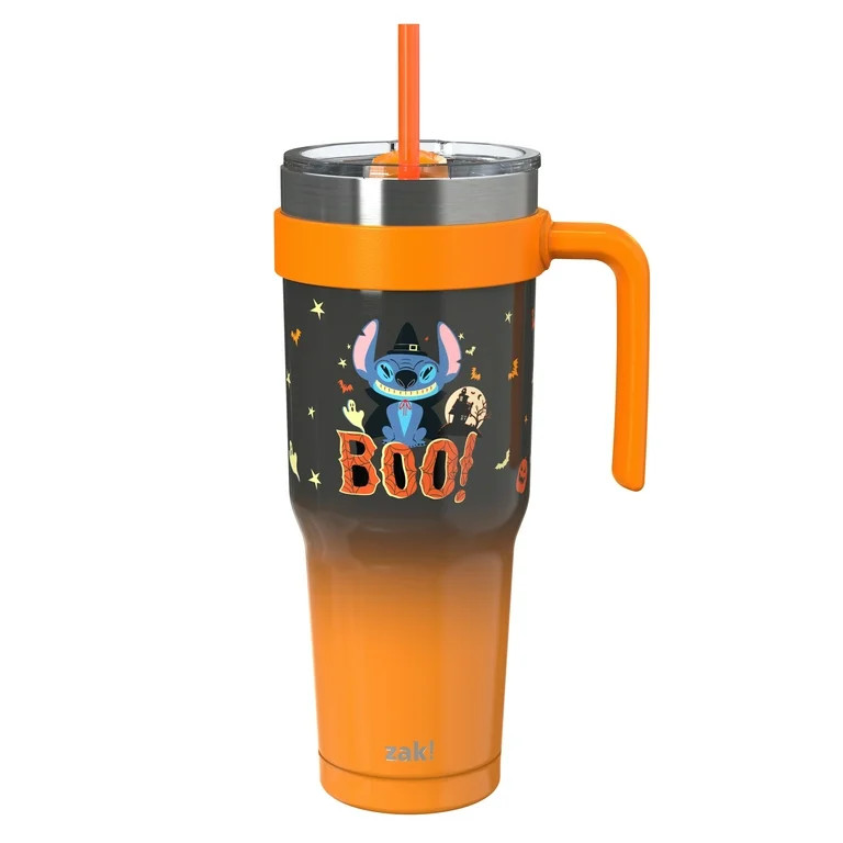 Zak Designs 40oz Stitch Halloween Straw Handle Tumbler, Double Wall Vacuum Insulated Stainless St... | Walmart (US)
