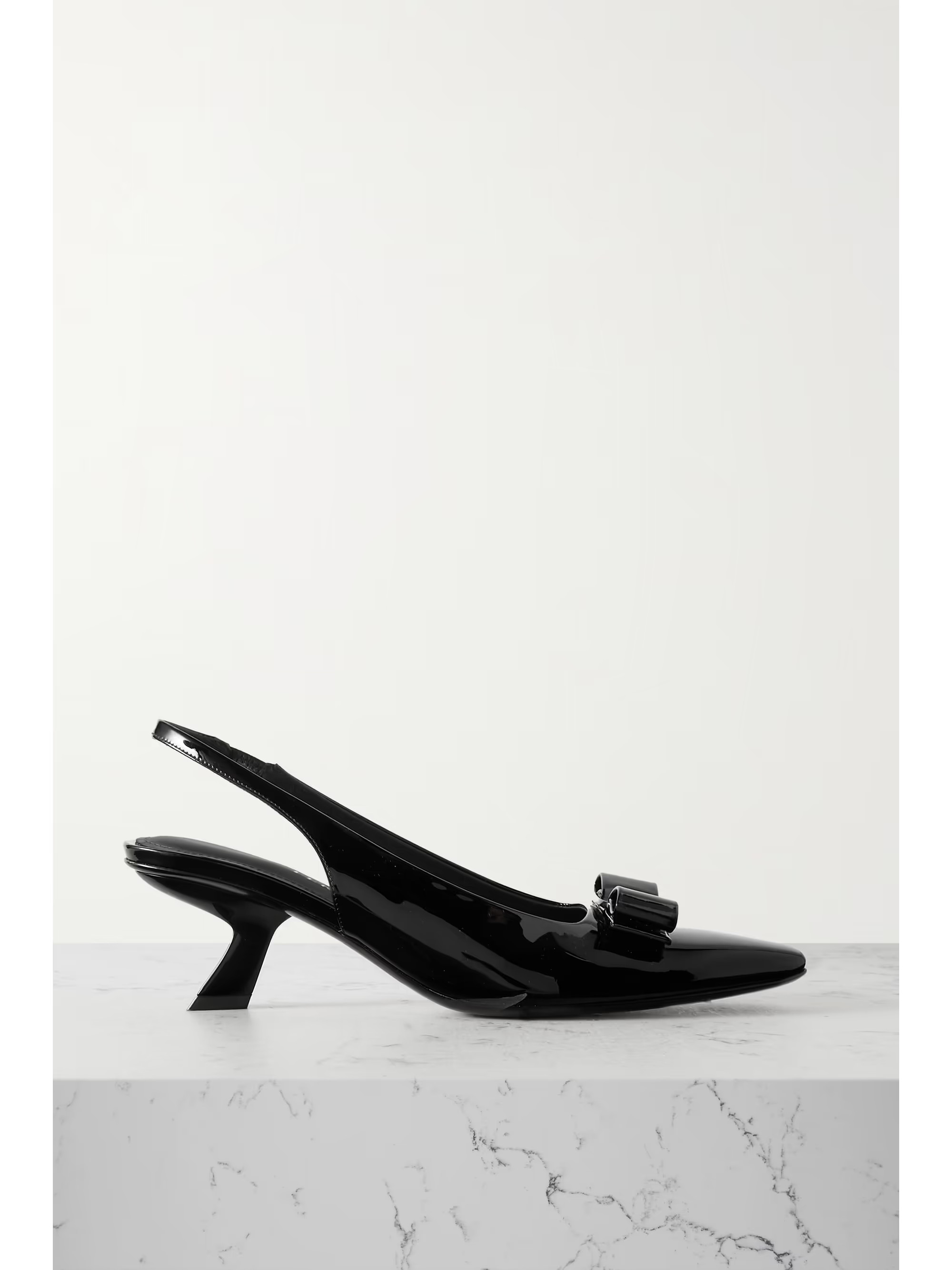 FERRAGAMO Bow-detailed patent-leather slingback pumps | NET-A-PORTER | NET-A-PORTER (US)