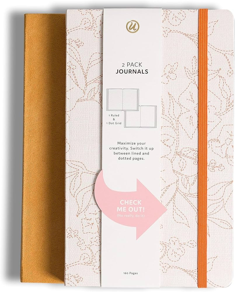 U Brands Fresh Foliage Textured and Mustard Nubuck Journal, 8.25 by 5 Inches, Office Supplies, 2 ... | Amazon (US)