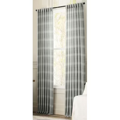 allen + roth 95-Inches Grey Plaid Light filtering Back tab Single curtain panel | Lowe's
