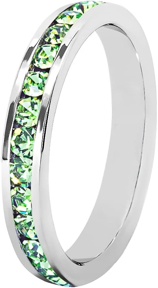 Muses Art Design Birthstone Eternity Band Ring (Channel Set/Full Round), Stackable Fashion Ring w... | Amazon (US)