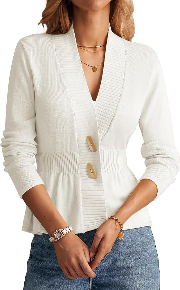 GRACE KARIN Women 2024 Button Down Lightweight Cardigan Casual Open Front Sweater Crochet Tops Kn... | Amazon (US)