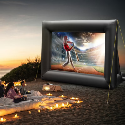 VEVOR Inflatable Movie Screen 24FT Inflatable Projector Screen for outside with 360W Air Blower Inflatable Screen Oxford Fabric Material, Black | Target