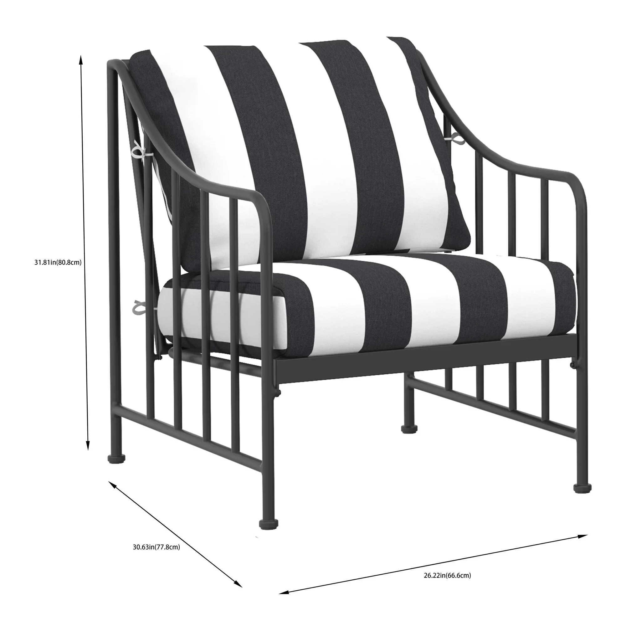 Better Homes & Gardens Aubrey 3-Piece Outdoor Steel Stationary Chat Set, Stripe Color Cushion | Walmart (US)