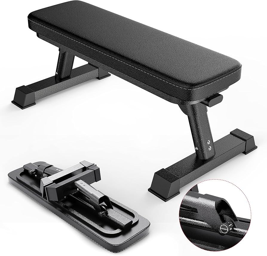 Finer Form Gym Quality Foldable Flat Bench for Multi-Purpose Weight Training and Ab Exercises - F... | Amazon (US)