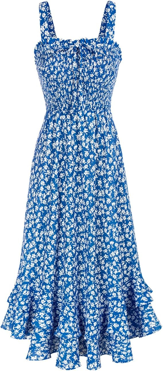 GRACE KARIN Women's 2026 Summer Floral Boho Dress Square Neck Strapped Swing A Line Sundress Beac... | Amazon (US)