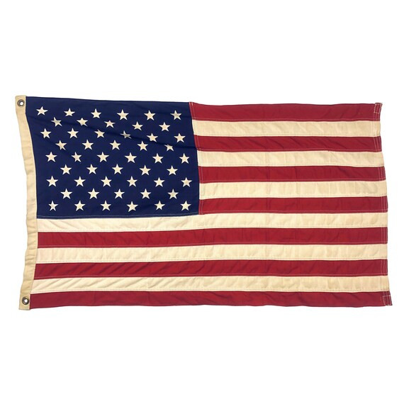 Tea-Stained Sewn Cotton Flag, Genuine Vintage, Made in USA (2' x 3' ft) | Etsy (US)