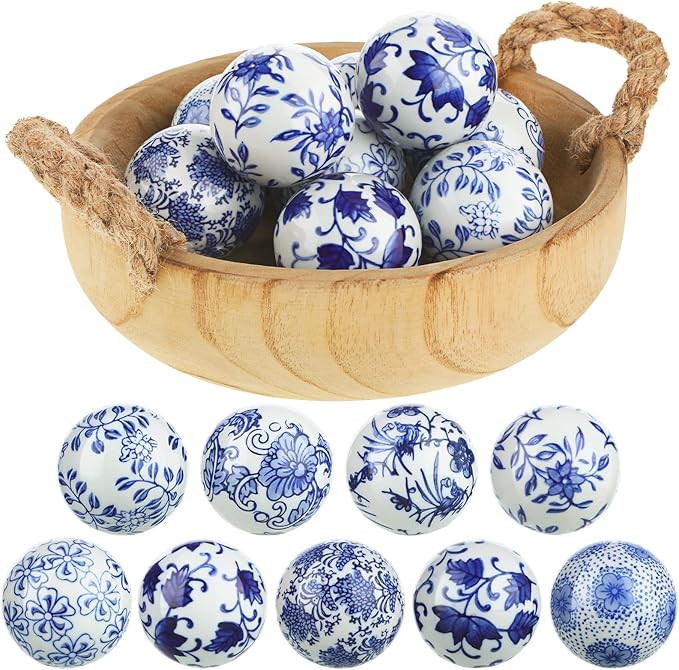 9 Pcs Porcelain Balls Decorative Balls for Centerpiece Bowls Decorative Balls Tray Bowl or Basket... | Amazon (US)