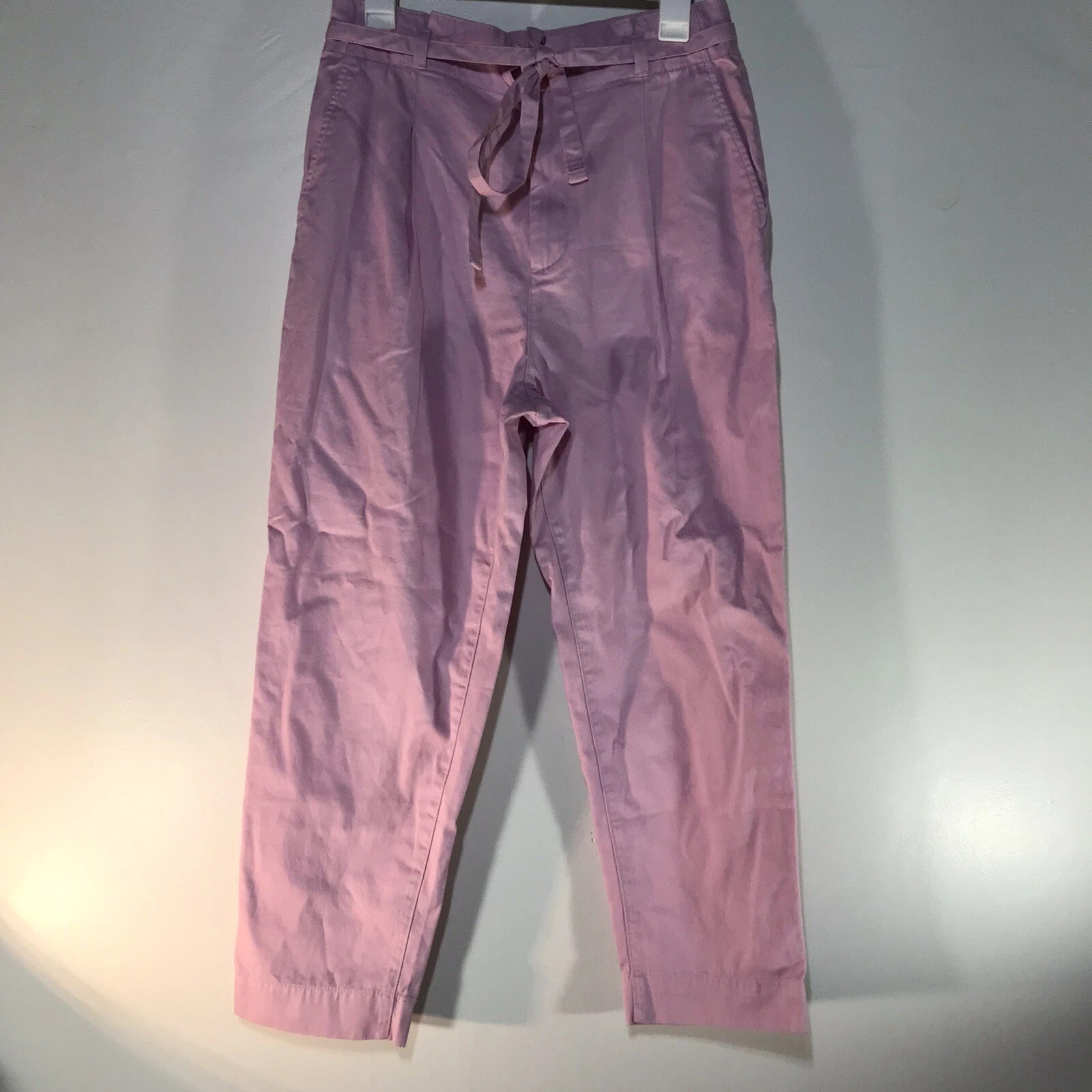 Gap Lt. Pink Belted Hi-Rise Paperbag Khaki Pants Womens Size 8 | eBay US