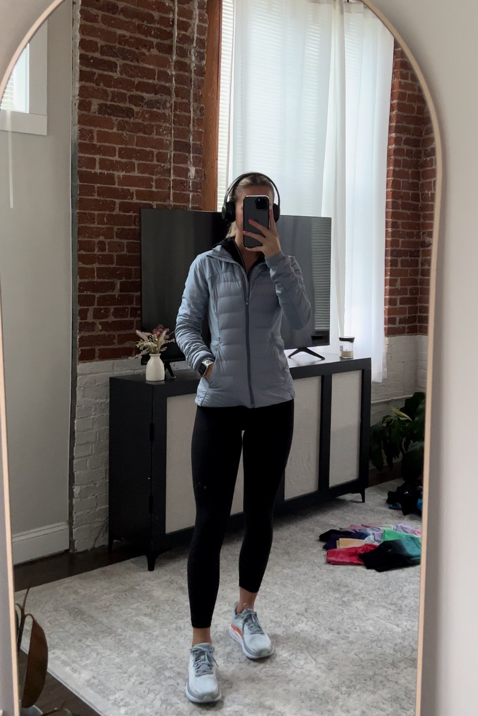 full lululemon running outfit! black and blue. headphones: Beats Solo. Shoes: Hoka

#LTKSeasonal #LTKCyberweek #LTKunder100