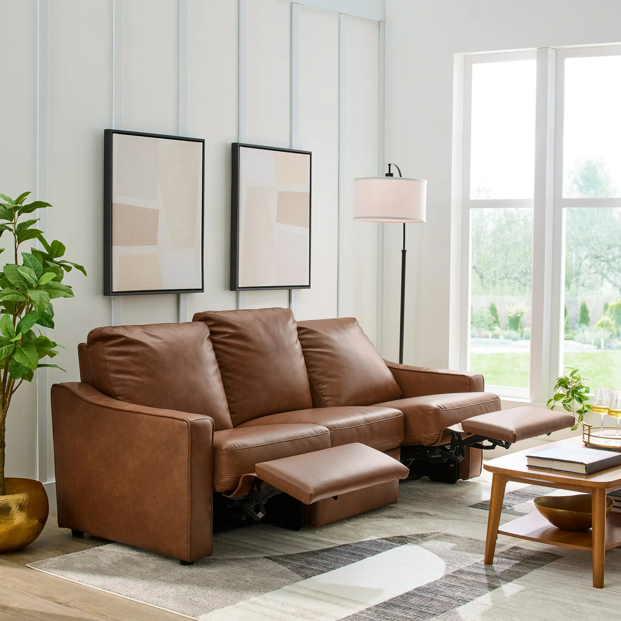 Better Homes & Gardens Allen Power Reclining Sofa, Cocoa Faux Leather | Walmart (US)