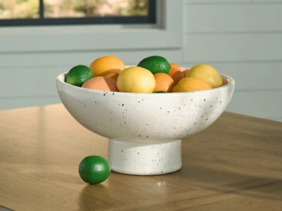 Dallinworth Terra Cotta Bowl, White/Black | Ashley Homestore