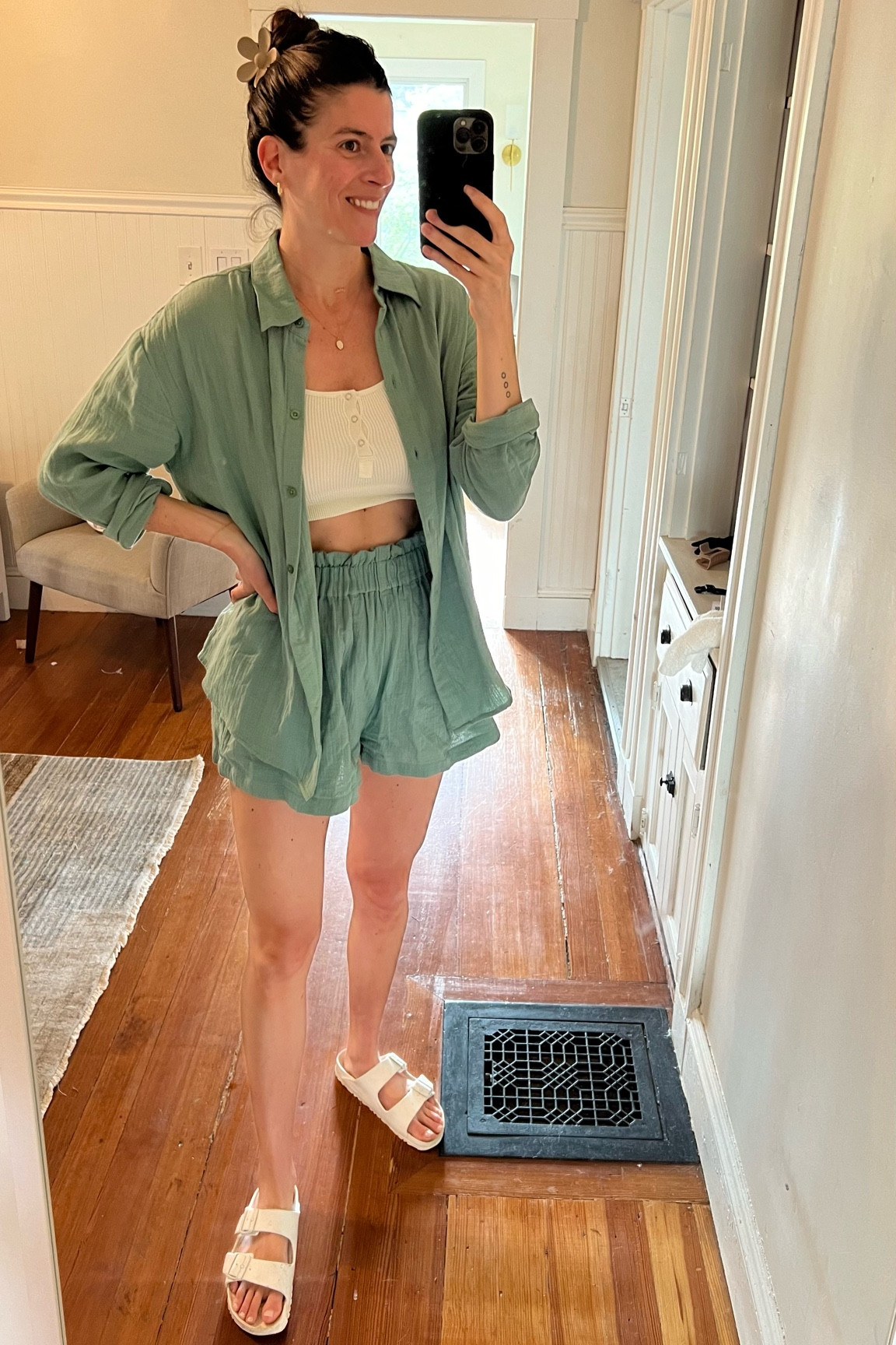 Wearing medium button up and shorts 

#LTKSeasonal