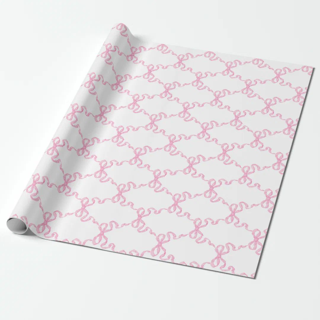 Pink Ribbon Trellis Wrapping Paper | Zazzle | Zazzle