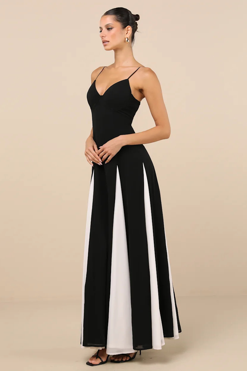 Elisha Black and White Sleeveless Maxi Dress | Lulus