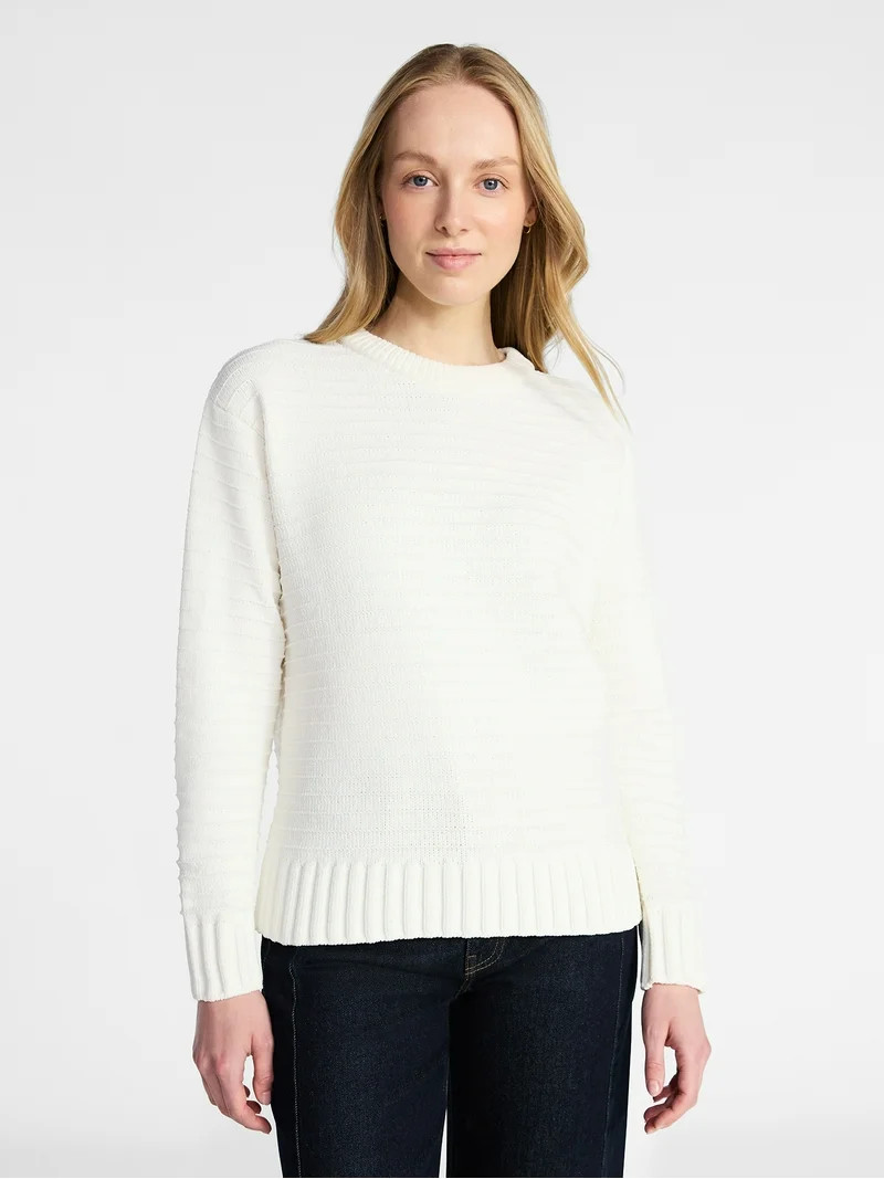 Time and Tru Women's Pullover Chenille Top with Long Sleeves, Sizes XS-XXXL | Walmart (US)