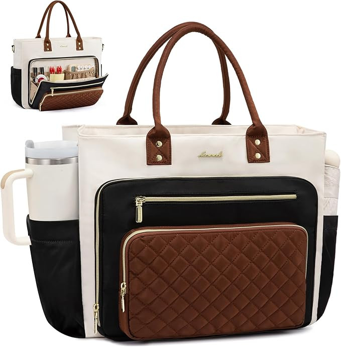 Teacher Tote Bag for Women Work, Laptop Bag With Large Cup Holder, Nurse Bags Professional Briefc... | Amazon (US)