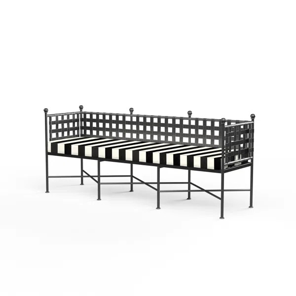 Provence Wrought Iron Outdoor Bench with Sunbrella Cushions | Wayfair North America