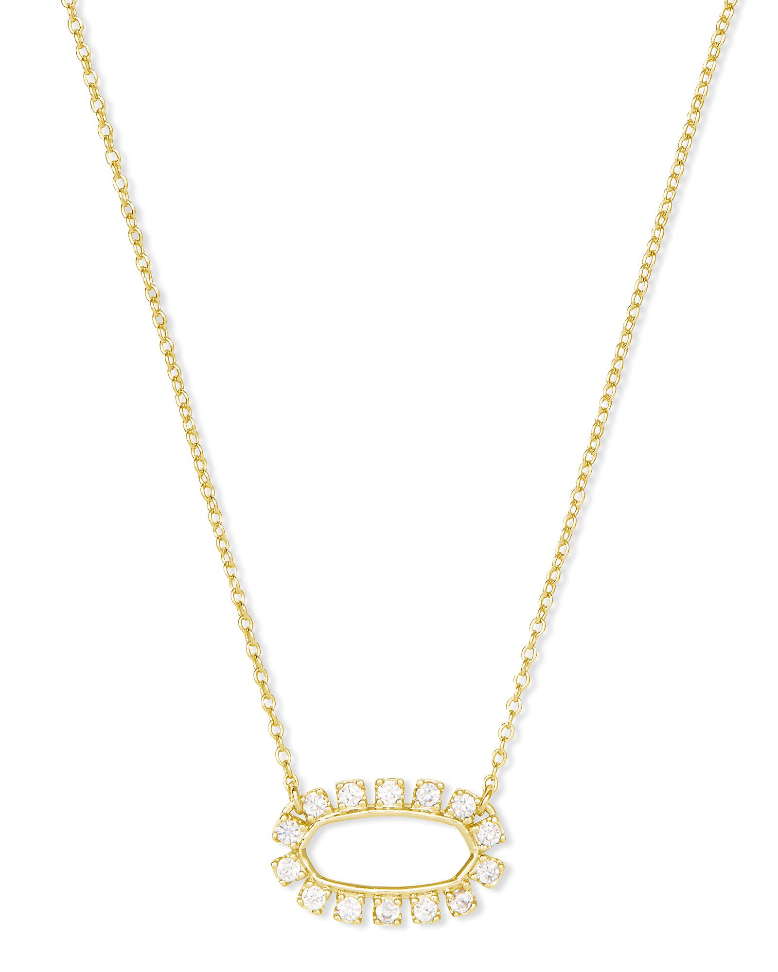 Elisa Open Frame Crystal Pendant Necklace in Gold | Kendra Scott