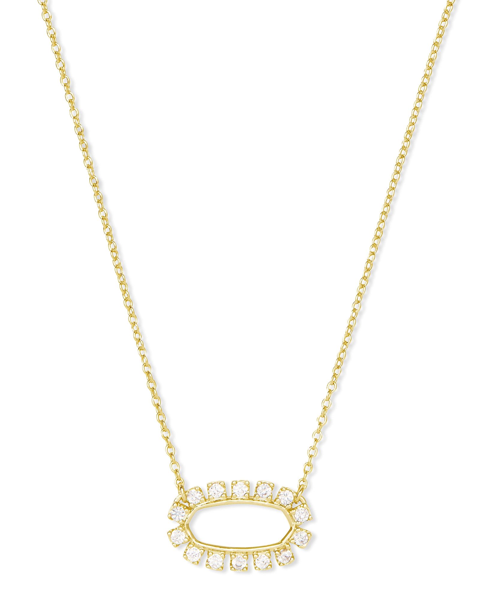 Elisa Open Frame Crystal Pendant Necklace in Gold | Kendra Scott