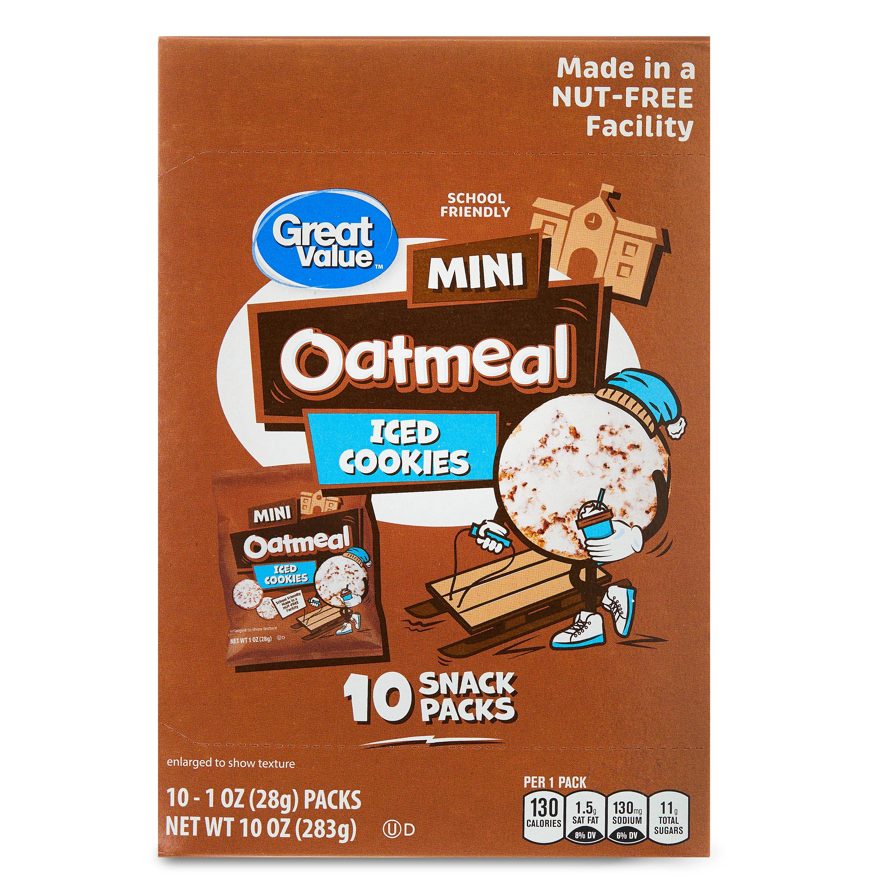Great Value Mini Iced Oatmeal Cookies, 1 oz, 10 Snack Packs | Walmart (US)