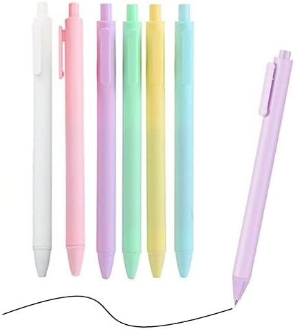 WIN-MARKET 6 Pack Retractable Gel Ink Pens Candy Color Macarons Colored Black Ink 0.5mm Extra Fine P | Amazon (US)