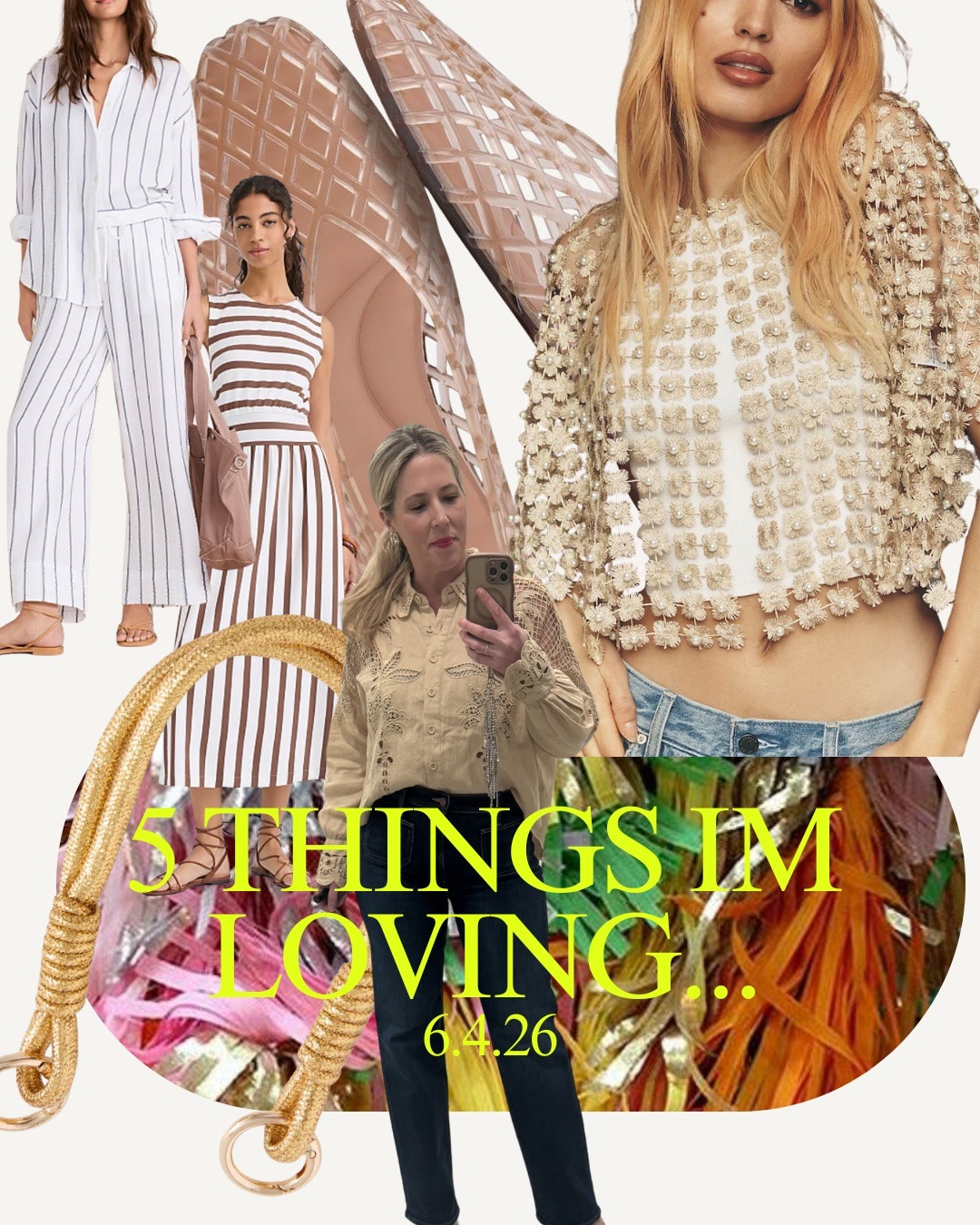 FAVE FIVE ✨💛
These are the pieces I can’t stop reaching for this week: an easy striped dress that makes summer dressing effortless, the breeziest matching set, jelly shoes that are having a major moment, the cutest gold keychain, and a total showstopper top that guarantees compliments. 🤌✨

If adding to cart was an Olympic sport, we’d be bringing home the gold. 🛒🏅 Which one are you snagging first?

#FaveFive #SummerStyle #LTKFinds #AmazonFinds #SummerOutfits

#LTKootd #LTKmomlife #LTKOver40