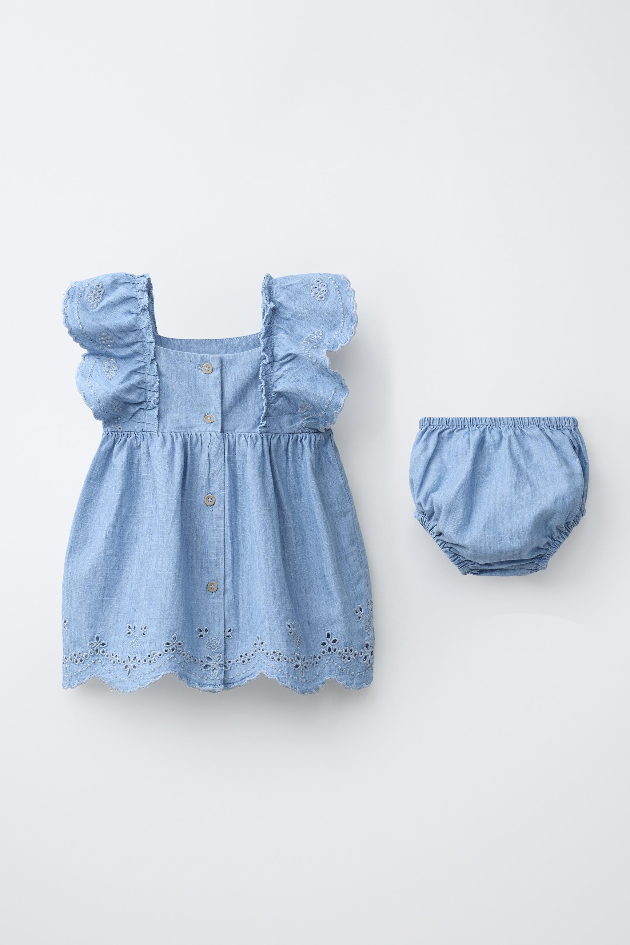 EMBROIDERED DENIM DRESS AND PANTIES | Zara US