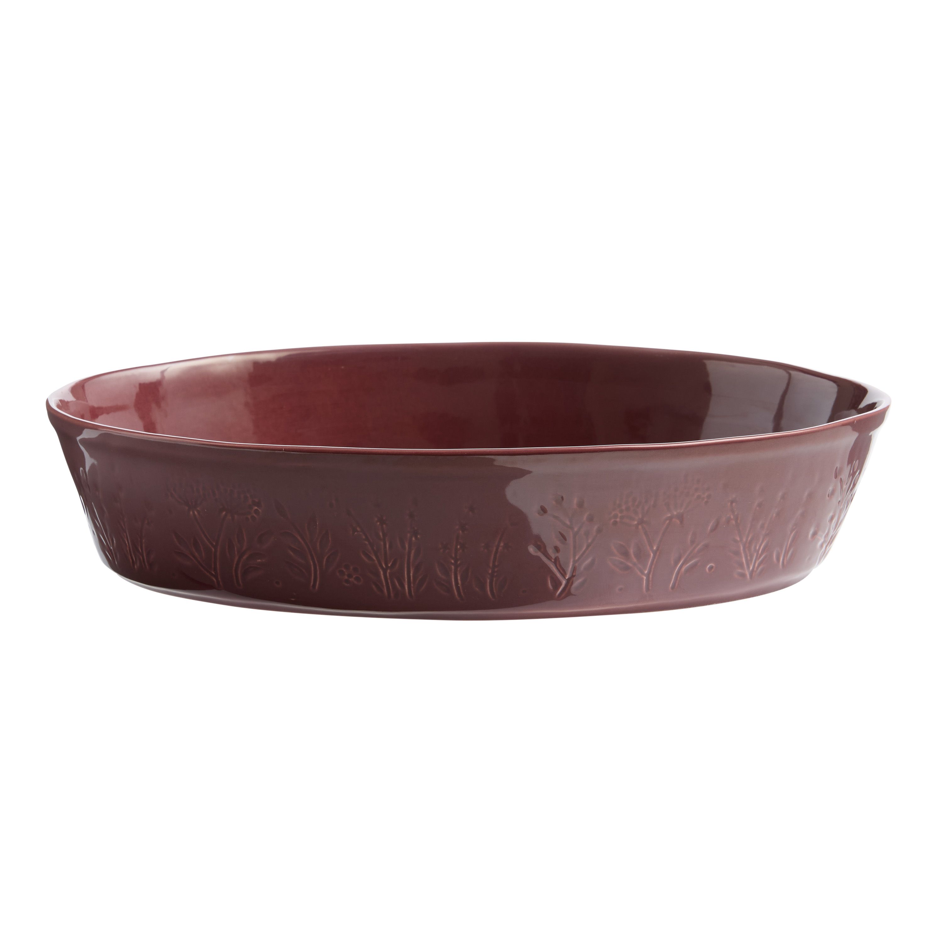 Catia Oval Plum Ceramic Botanical Baking Dish | World Market