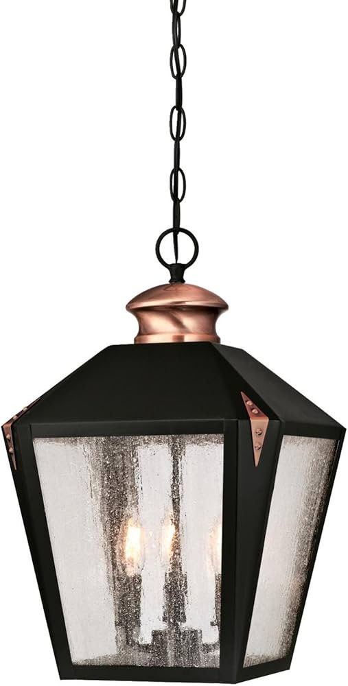 Westinghouse 6339100 Valley Forge Three-Light Outdoor Pendant, Matte Black Finish with Washed Cop... | Amazon (US)