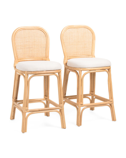 Set Of 2 19x40 Rattan Counter Stools | TJ Maxx