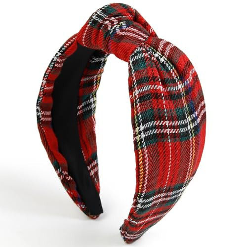 Huachi Christmas Headbands for Women Plaid Headband Knotted, Fashion Holiday Women Headbands for Hair Christmas Outfits Hair Accessories | Amazon (US)