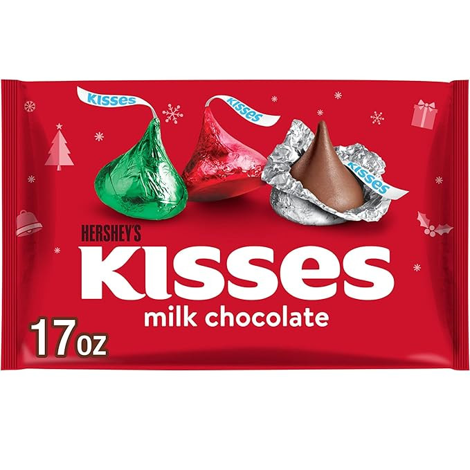 HERSHEY'S KISSES Milk Chocolate, Christmas Candy Bag, 17 oz | Amazon (US)