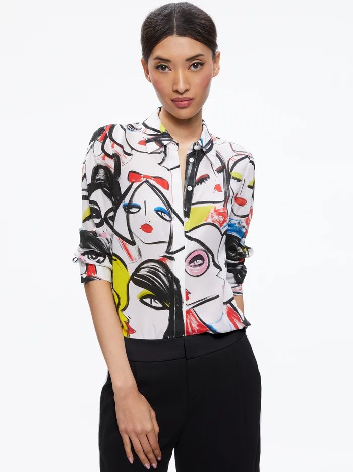 A+O X BLAIR Z WILLA PLACKET TOP | Alice + Olivia