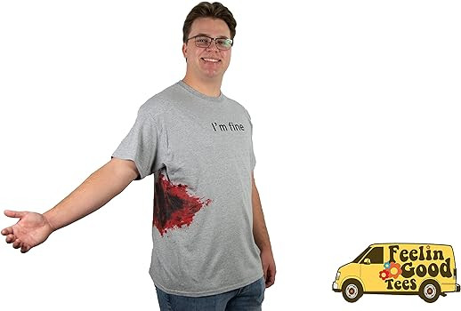 I'm Fine Movie Halloween Zombie Shark Bite Graphic Mens Very Funny T Shirt | Amazon (US)
